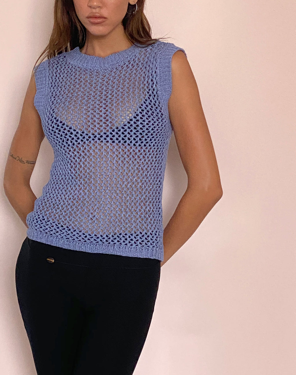 Canotta aperta sul retro Nibura in maglia blu