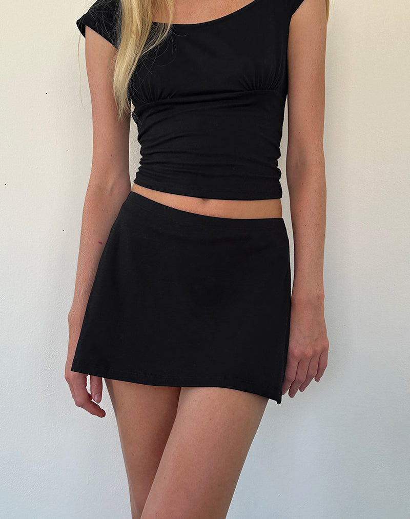 Minigonna Nidya con linea ad A in nero