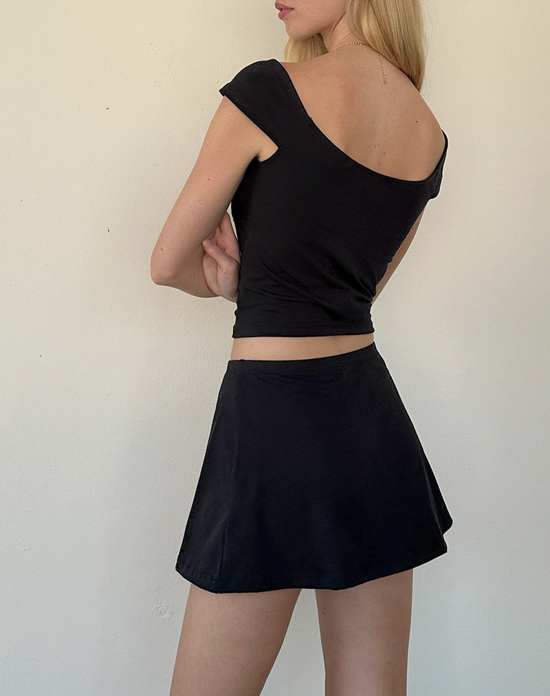Minigonna Nidya con linea ad A in nero