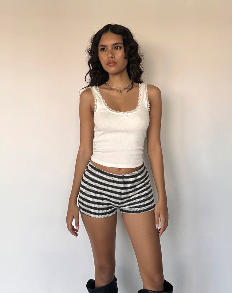 Immagine di Nikaya Shorts in maglia a righe in bianco e nero