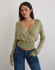 Immagine di Nilza Wrap Top in maglia verde salvia
