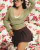 Immagine di Nilza Wrap Top in maglia verde salvia