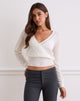 Immagine di Nilza Wrap Top in maglia bianco sporco