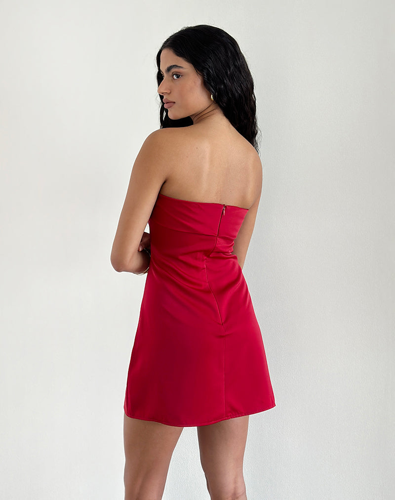 Immagine del vestito Ninivala in rosso con rosone nero