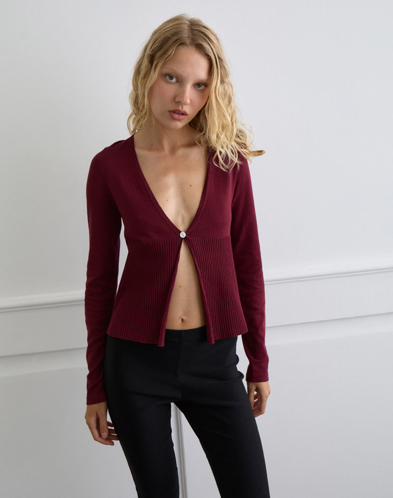 Immagine di Niyah Cardigan a maniche lunghe in Borgogna