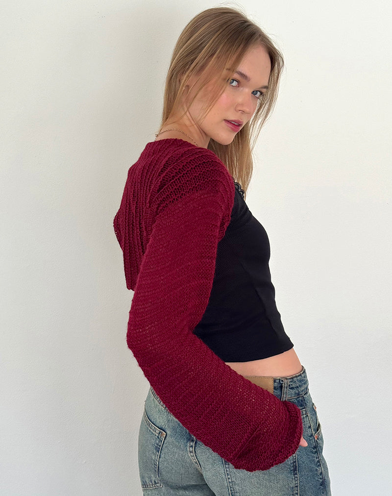 Immagine di Nobila Top coprispalle in maglia bordeaux