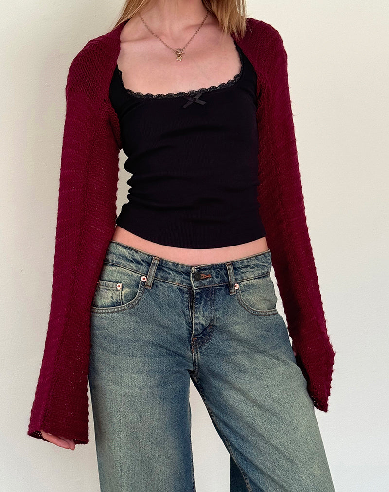 Immagine di Nobila Top coprispalle in maglia bordeaux