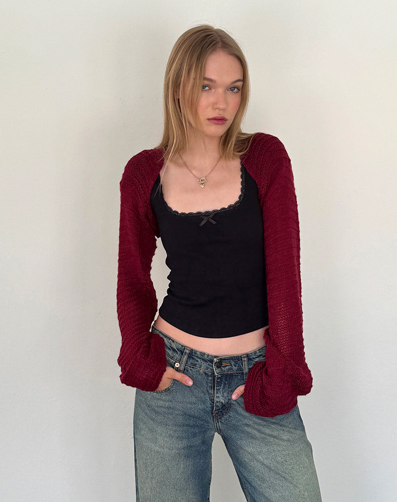Immagine di Nobila Top coprispalle in maglia bordeaux