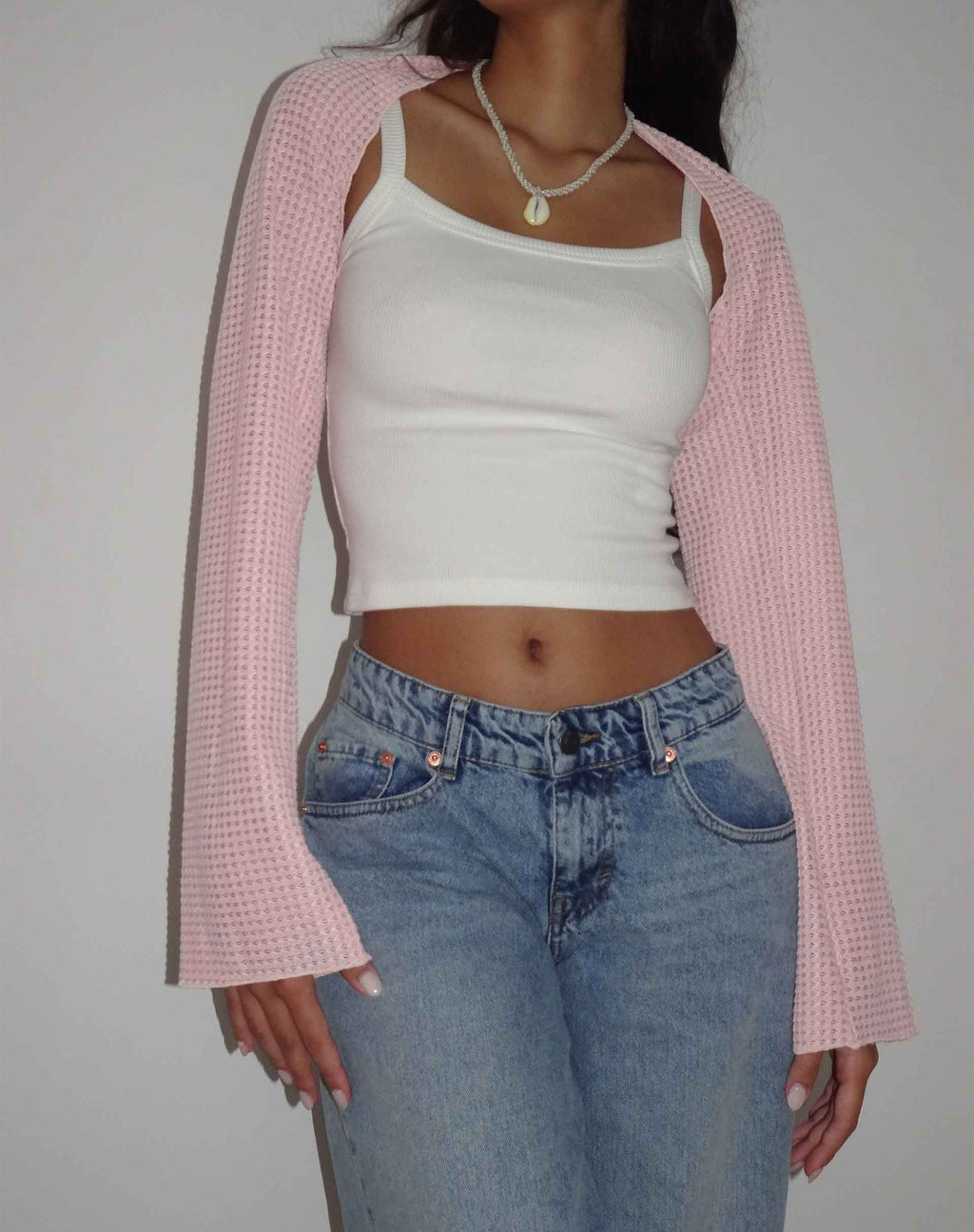 Top coprispalle Nobila in Salmon Textured Crochet