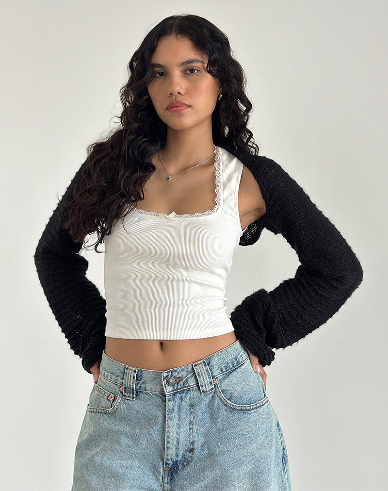 Top coprispalle Nobila in nero