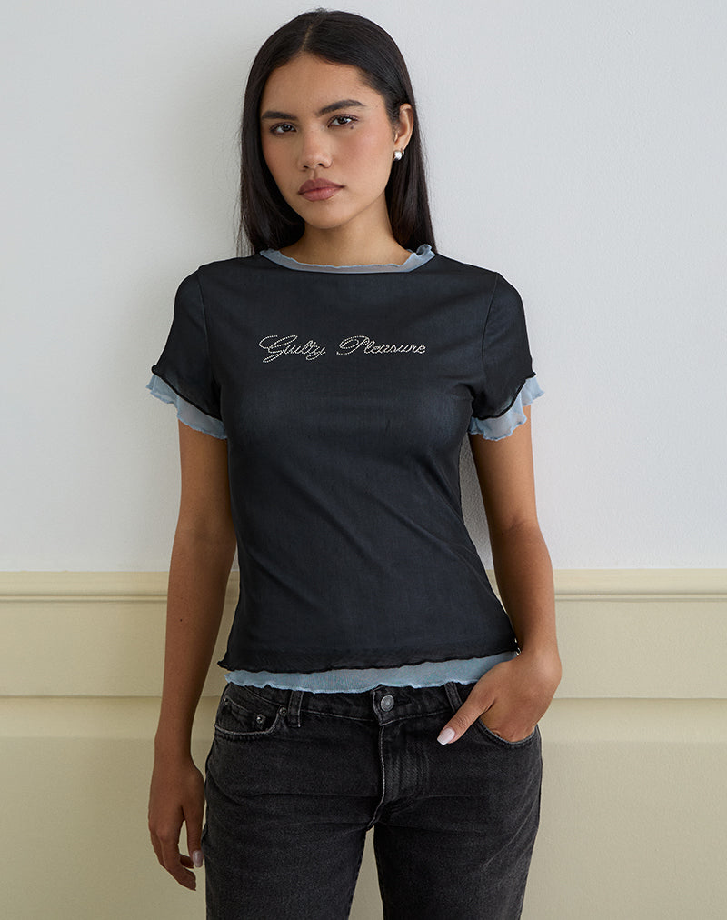 Immagine di Noburia Top in Nero Blu Guilty Pleasure Hot Fix