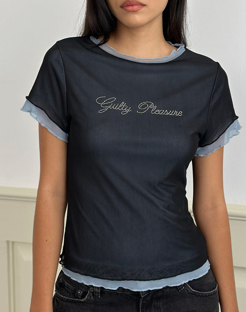 Immagine di Noburia Top in Nero Blu Guilty Pleasure Hot Fix