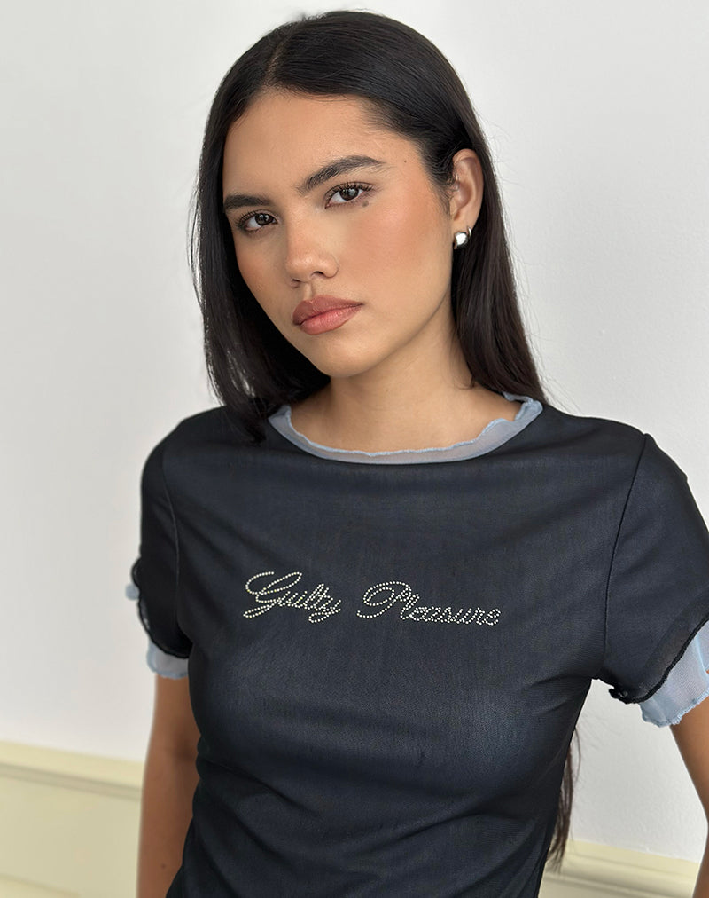 Immagine di Noburia Top in Nero Blu Guilty Pleasure Hot Fix