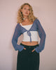 immagine di Nocta Crop Top a manica lunga in maglia Weave Blue Shadow