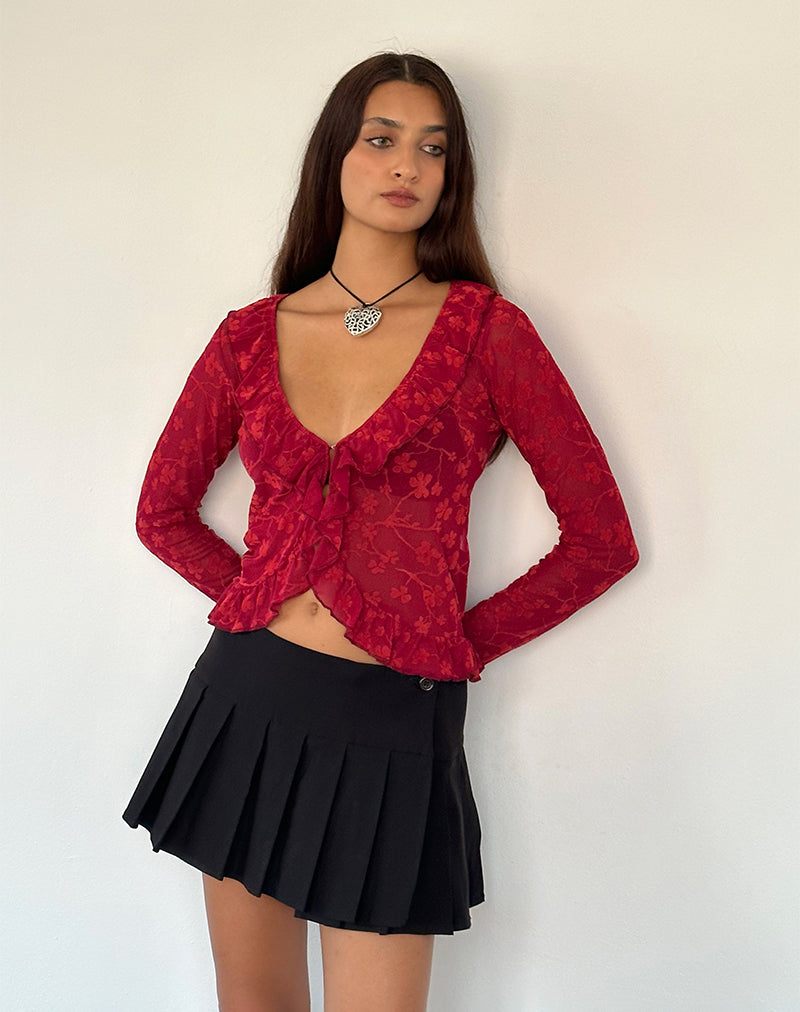 Immagine di Noemi Cardigan in flock floreale rosso grunge