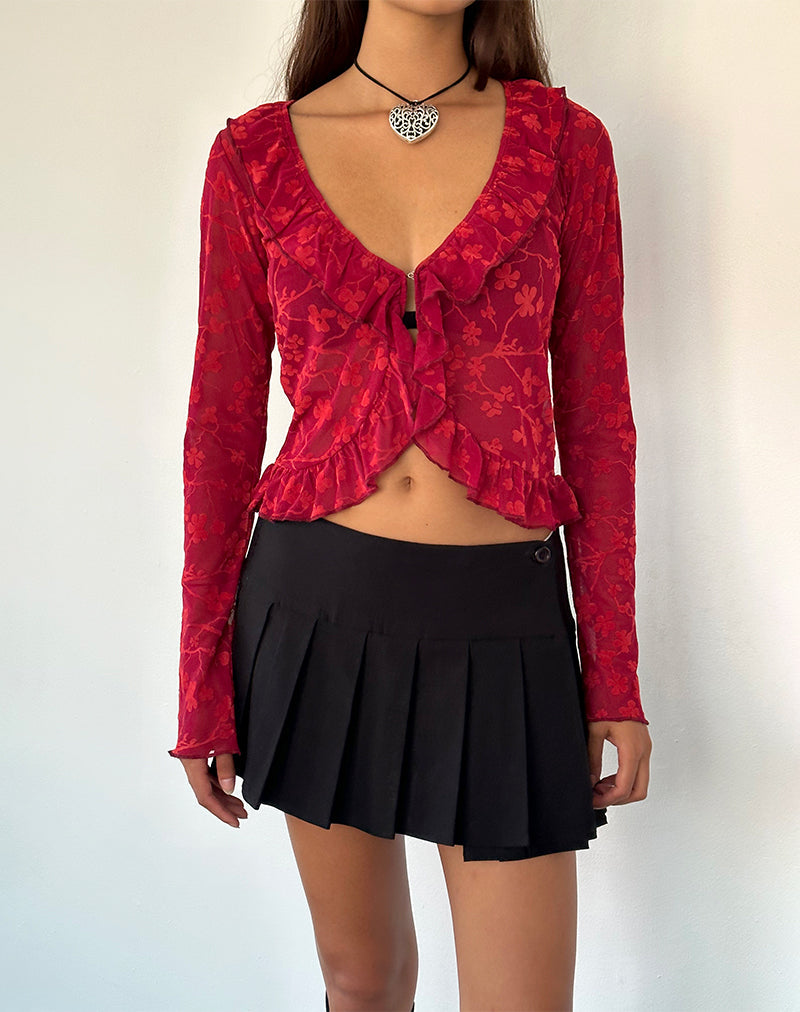 Immagine di Noemi Cardigan in flock floreale rosso grunge