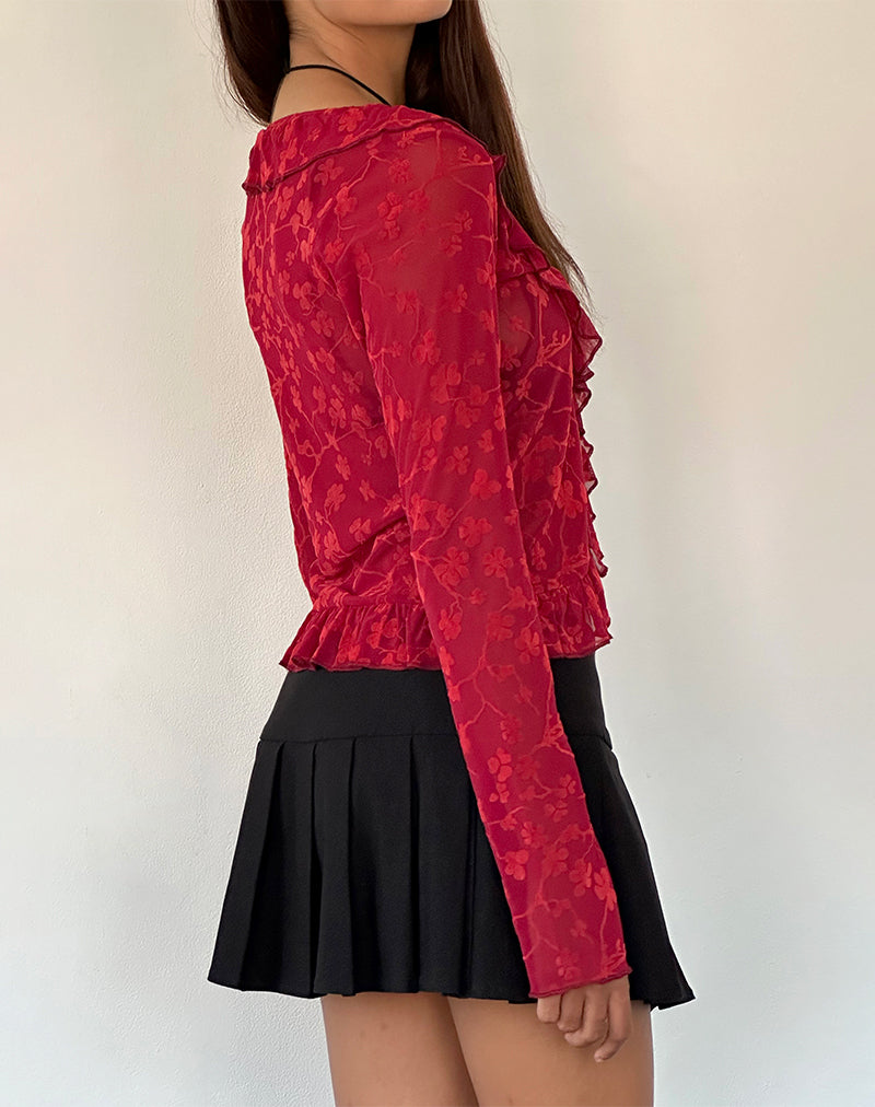 Immagine di Noemi Cardigan in flock floreale rosso grunge