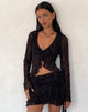 Immagine del cardigan Noemi in maglia a fiori di vite nero