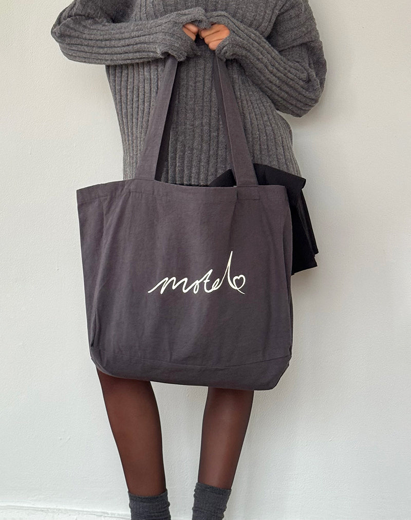 Immagine di Nola Totebag in Beluga con ricamo Motel