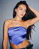 Immagine di Nolda Bandeau Crop Top in raso blu spettro