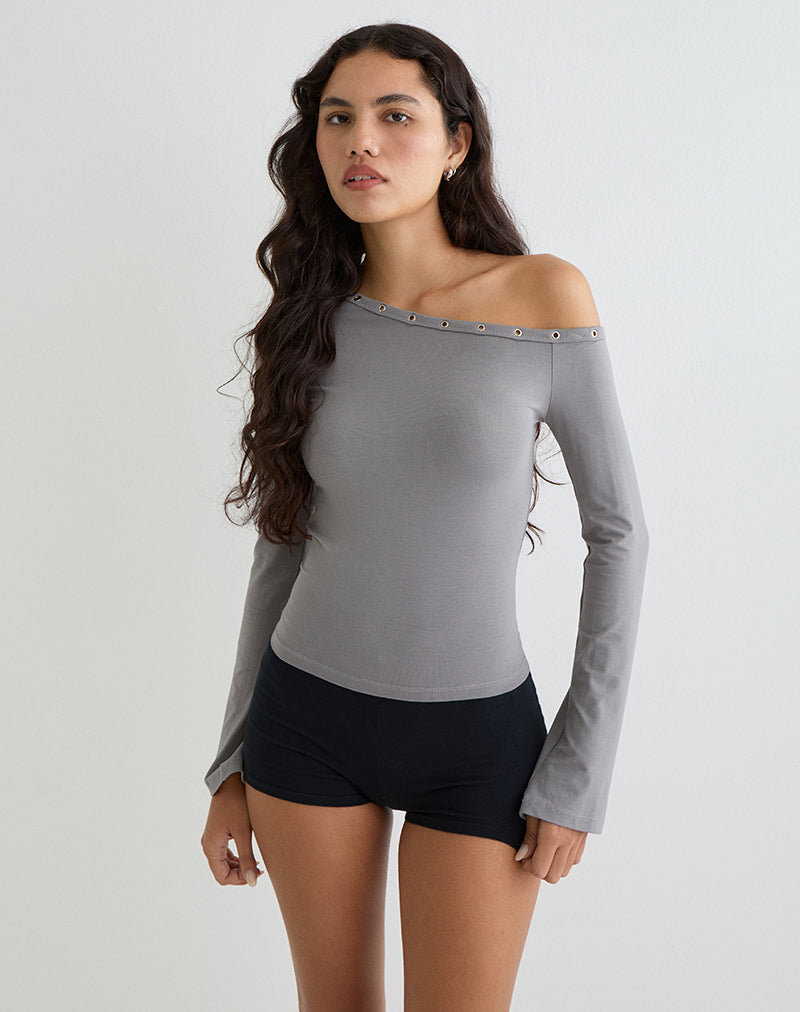 Immagine di Noraba Top monospalla grigio con occhielli