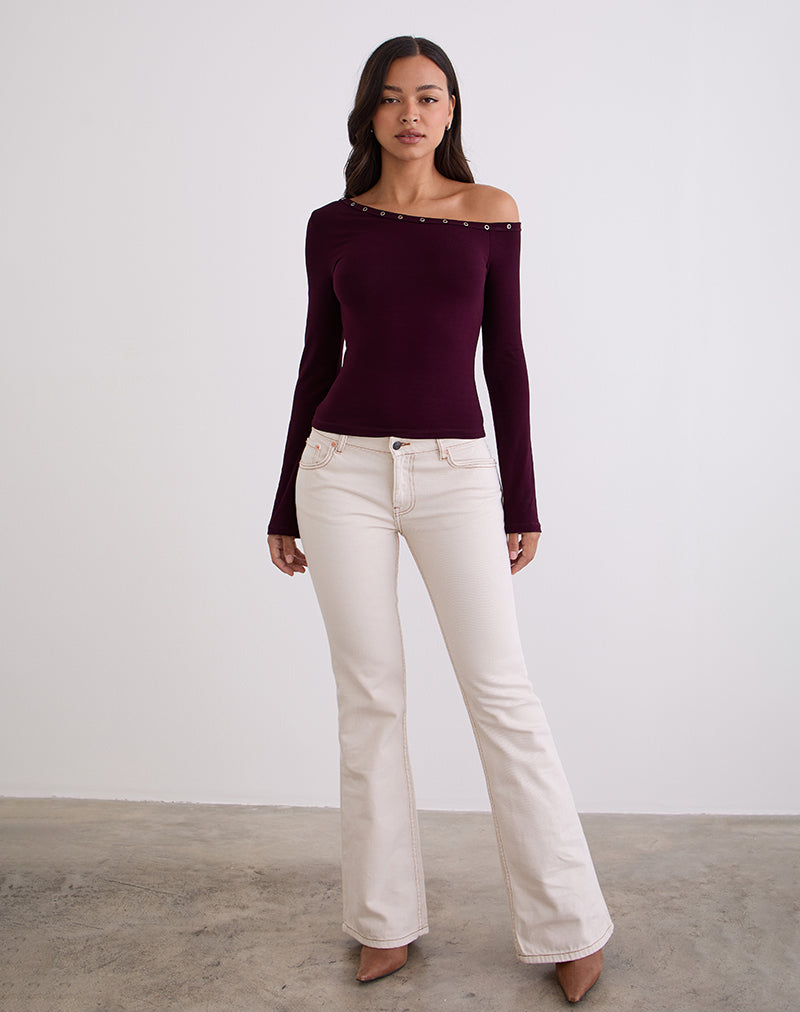 Immagine di Noraba Top monospalla in legno rosso con occhielli