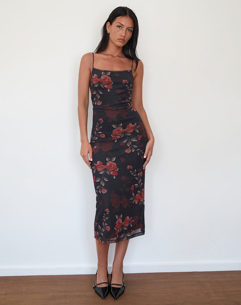 Immagine di Nori Midi Dress in Watercolour Rose Nero