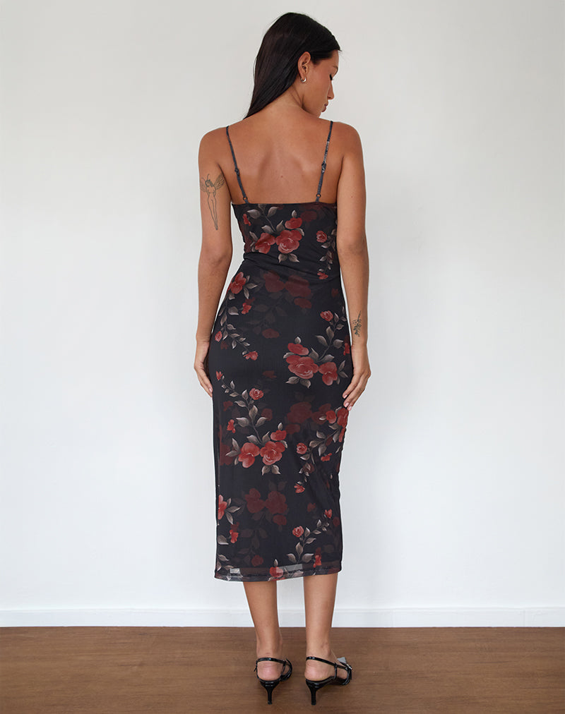Immagine di Nori Midi Dress in Watercolour Rose Nero