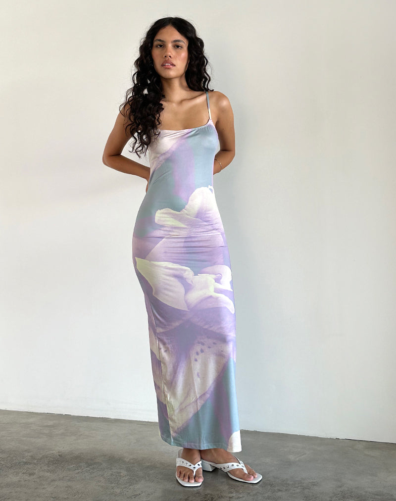 Maxi abito Norila Cami in Petali di Orchidea Lilla
