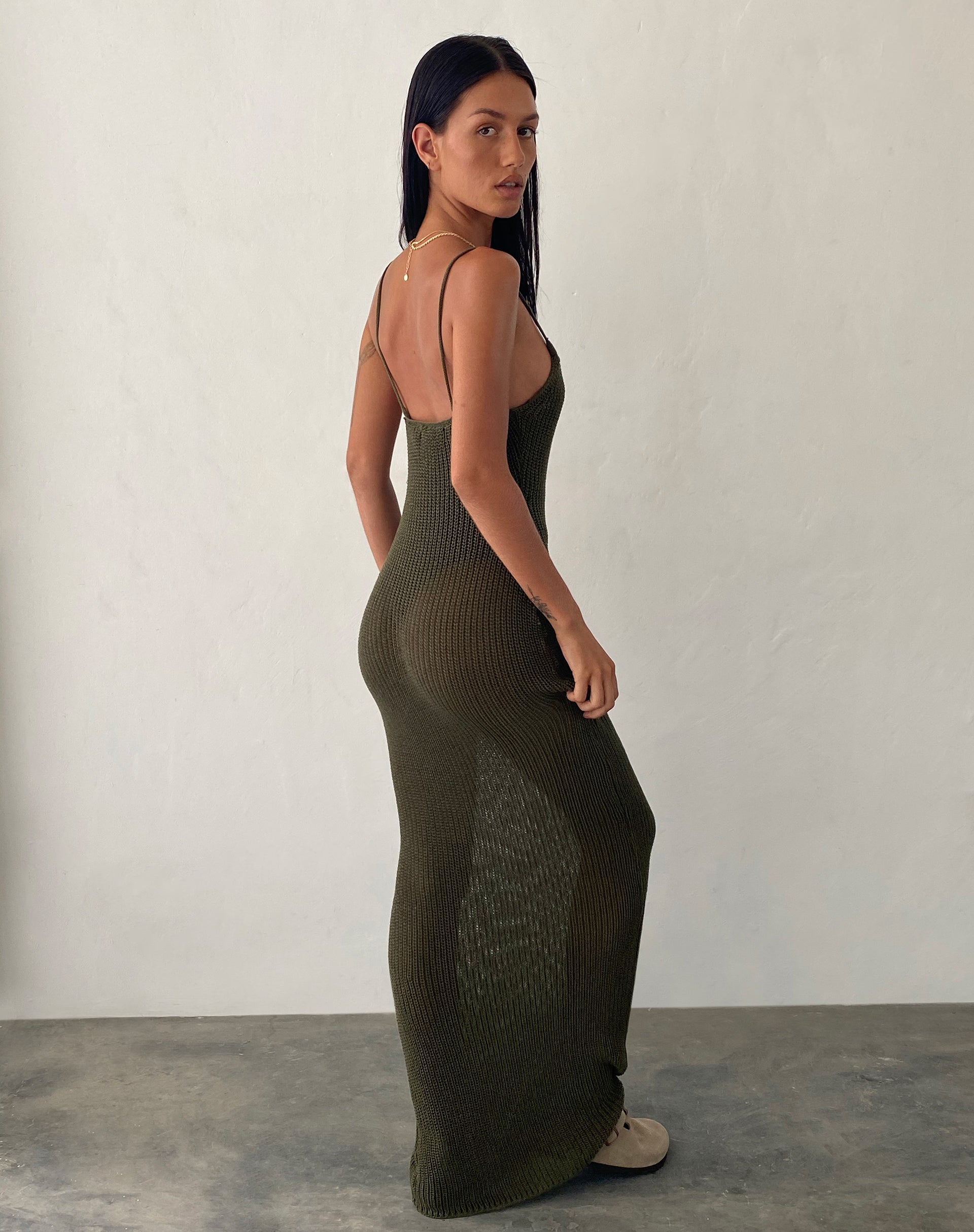 Immagine di Norila, maxi abito in maglia color oliva