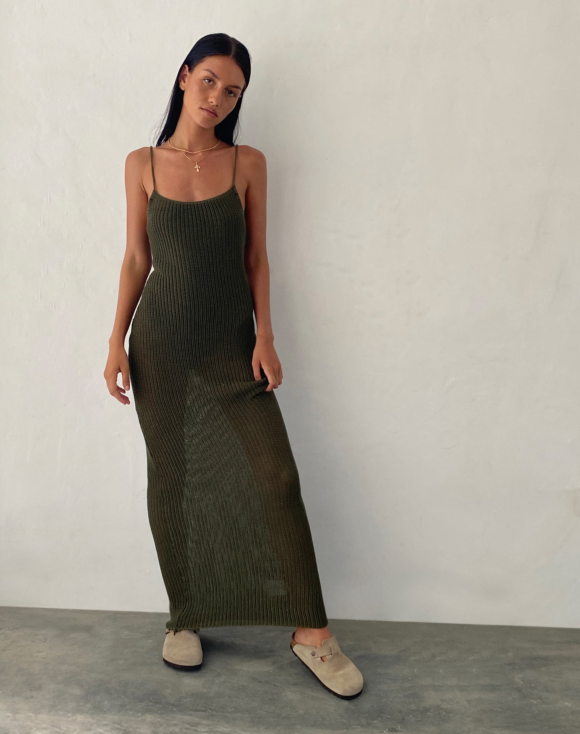 Immagine di Norila, maxi abito in maglia color oliva