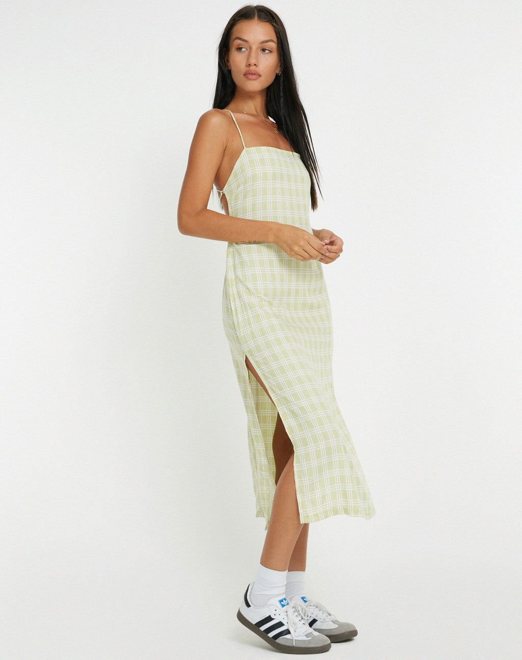 Vestito midi Nosita in salvia check