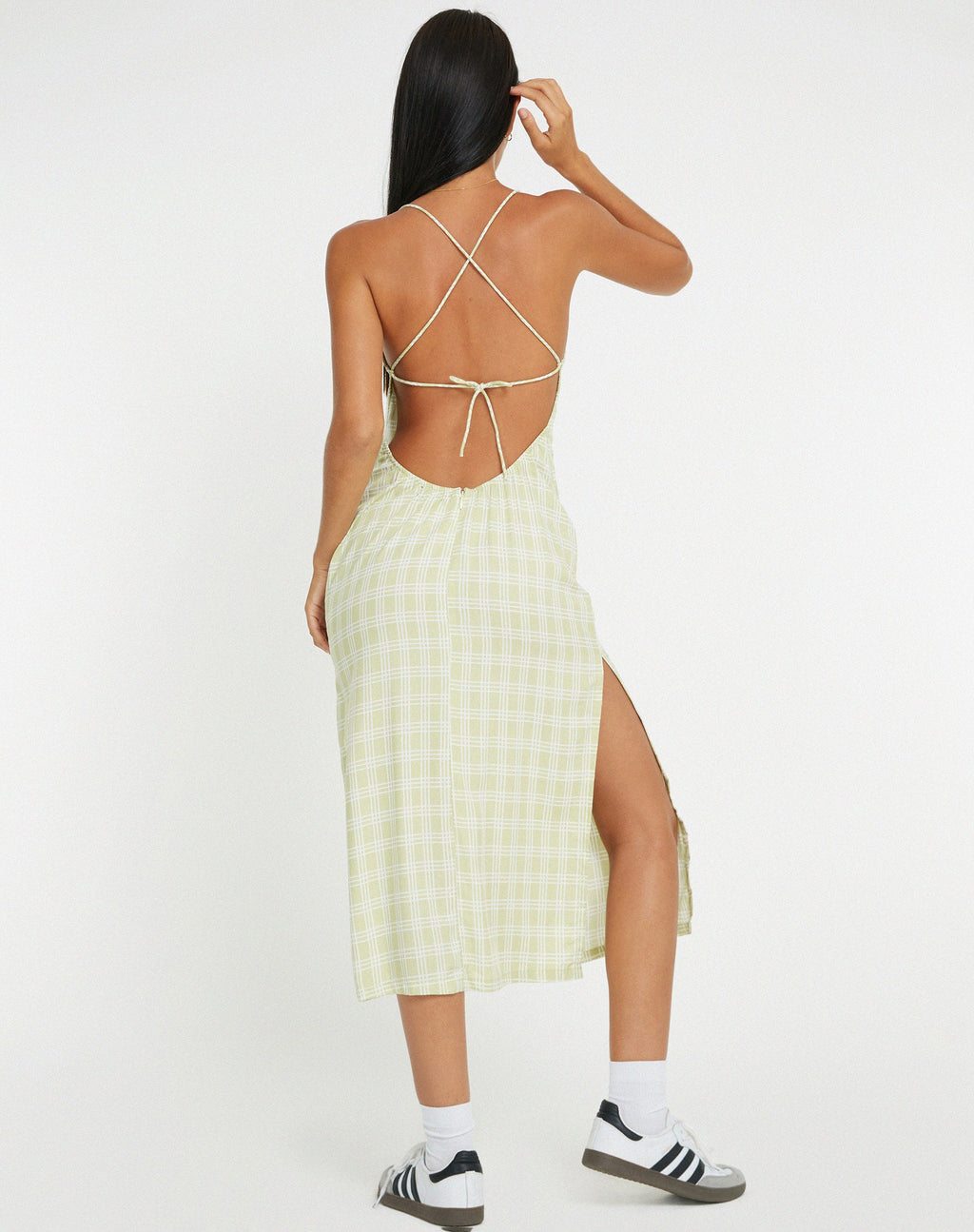 Vestito midi Nosita in salvia check