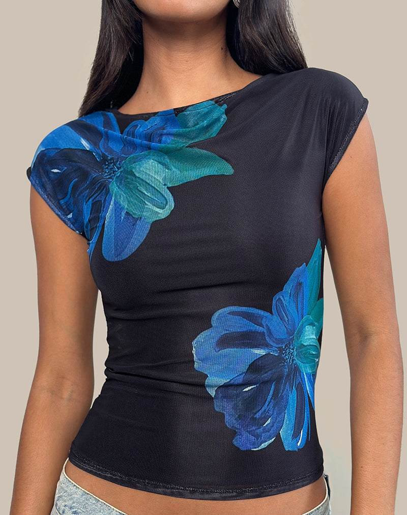 Immagine di Nova Top in fiore acquerello blu