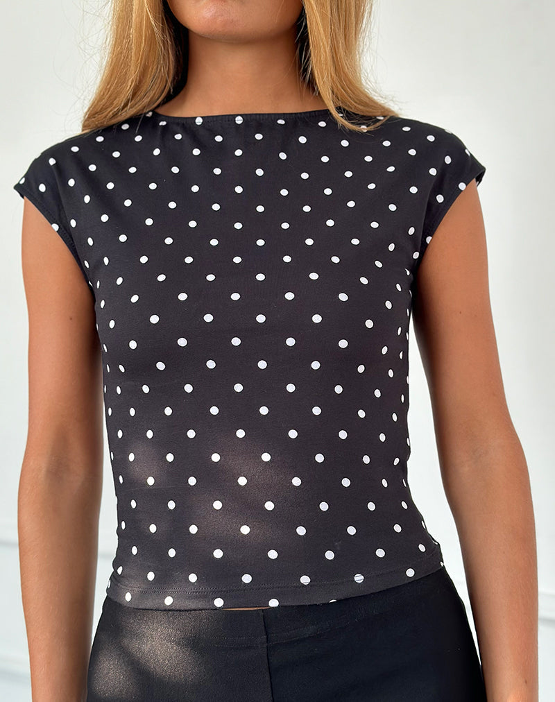 Immagine di Nova Top in maglia nera a pois