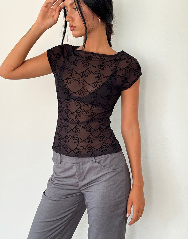 Immagine di Nova Top in nero Regina del Cuore Flock