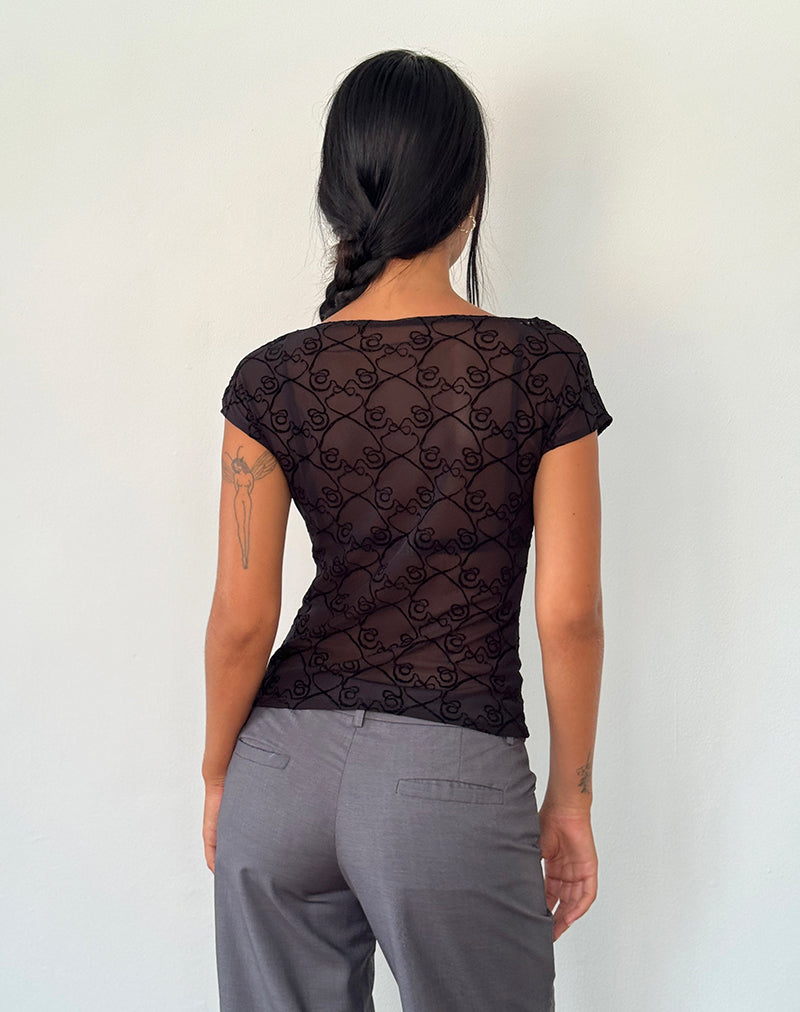 Immagine di Nova Top in nero Regina del Cuore Flock