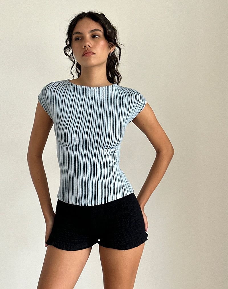 Immagine di Nova Top in Jersey blu e nero a righe