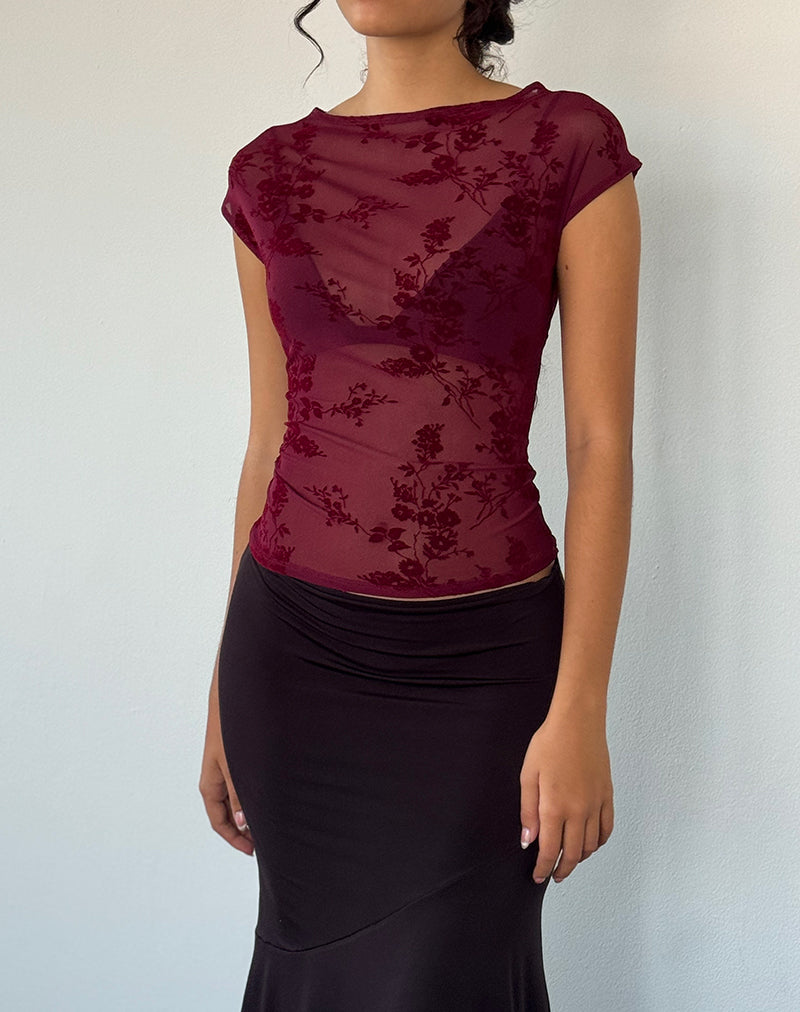 Top Nova in Botanical Flower Maroon