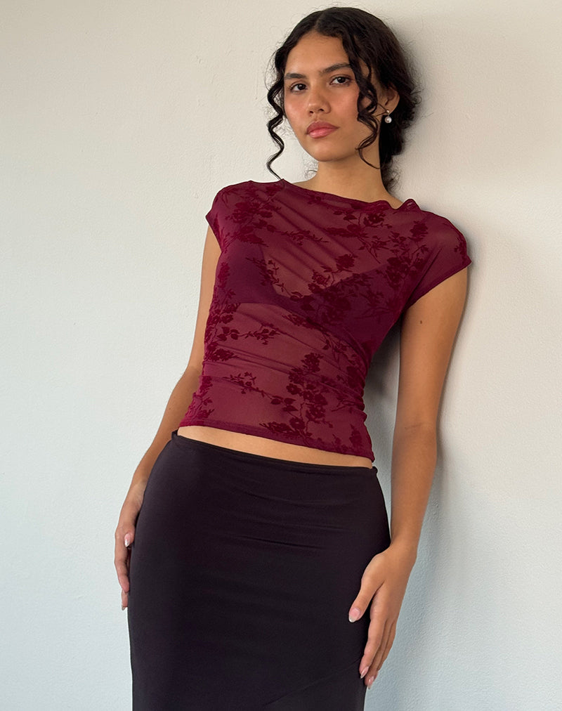 Top Nova in Botanical Flower Maroon