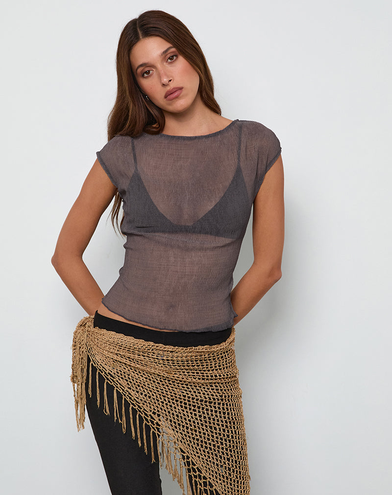 Top Nova in chiffon stropicciato grigio