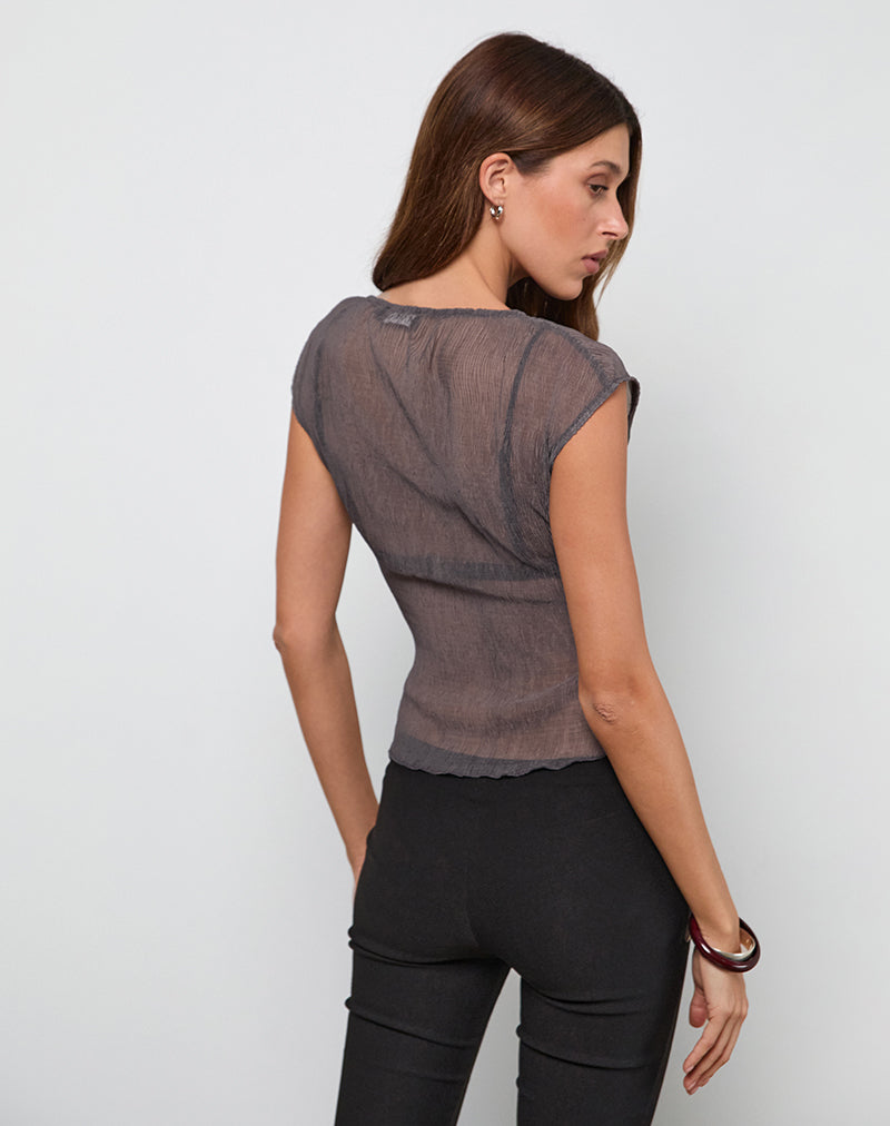 Immagine di Nova Top in chiffon grigio increspato