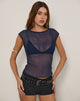 Immagine di Nova Top in chiffon trasparente e increspato Navy