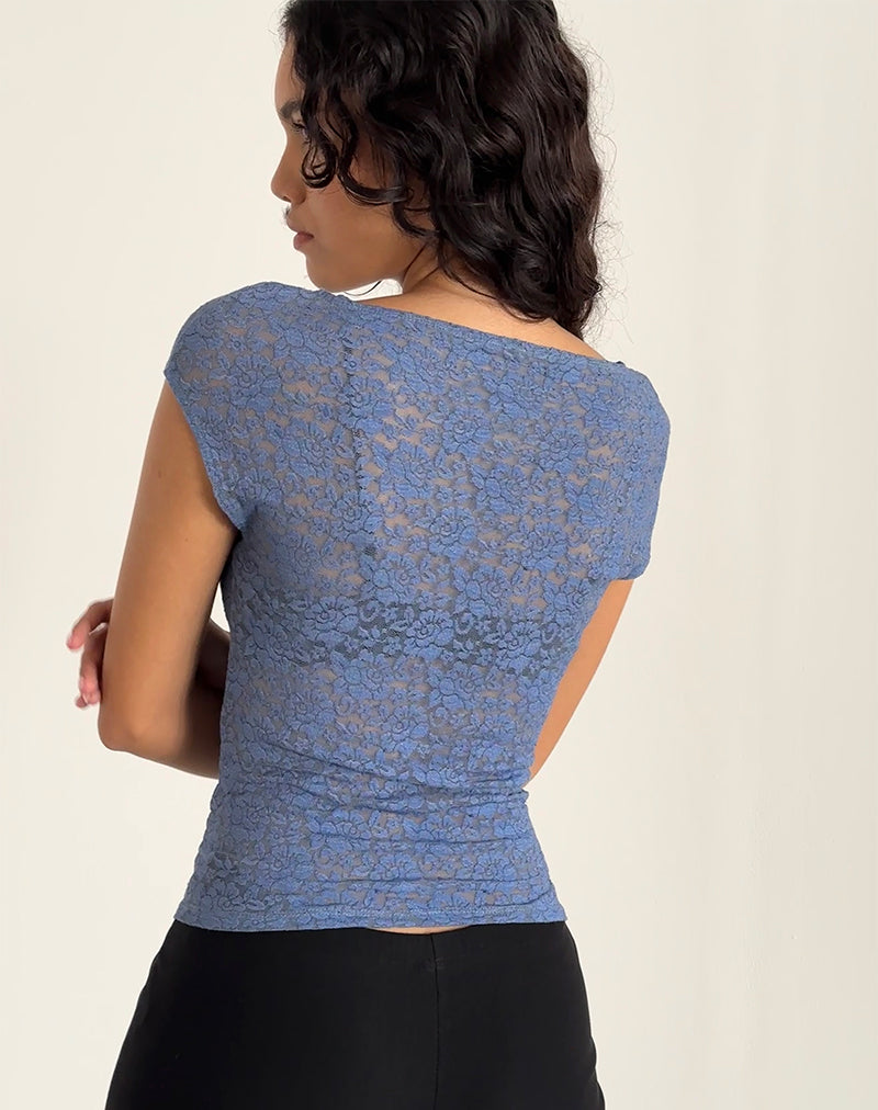 Immagine di Nova Top in pizzo blu chiaro di luna