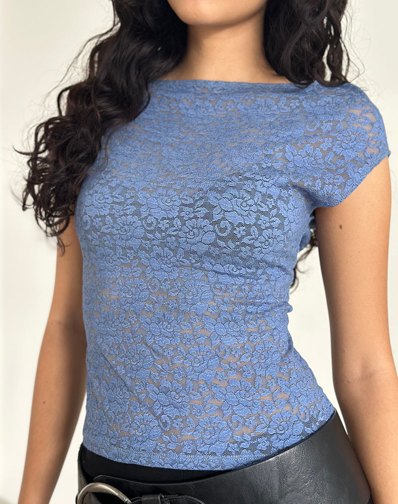 Immagine di Nova Top in pizzo blu chiaro di luna