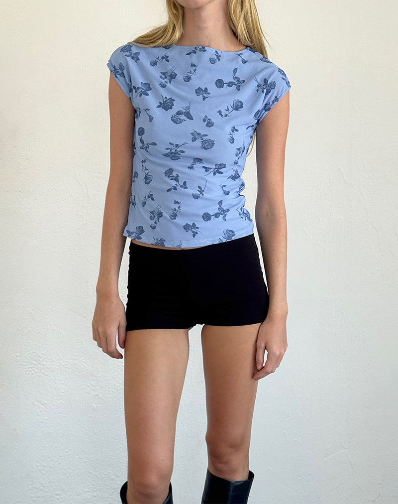 immagine di Nova Top in maglia floreale blu inchiostro