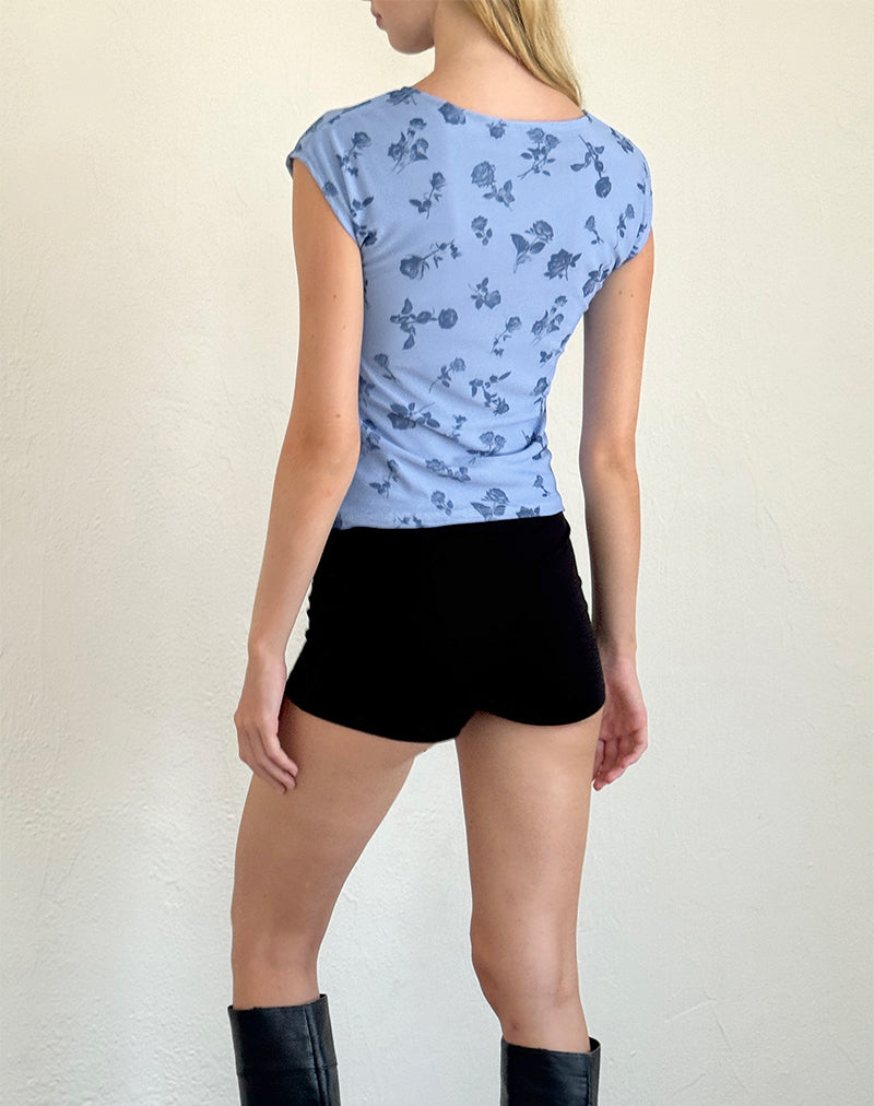 immagine di Nova Top in maglia floreale blu inchiostro
