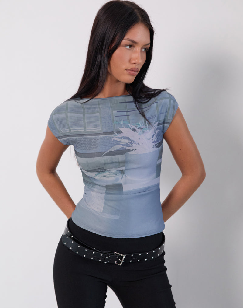 Top Nova con stampa Parlour blu