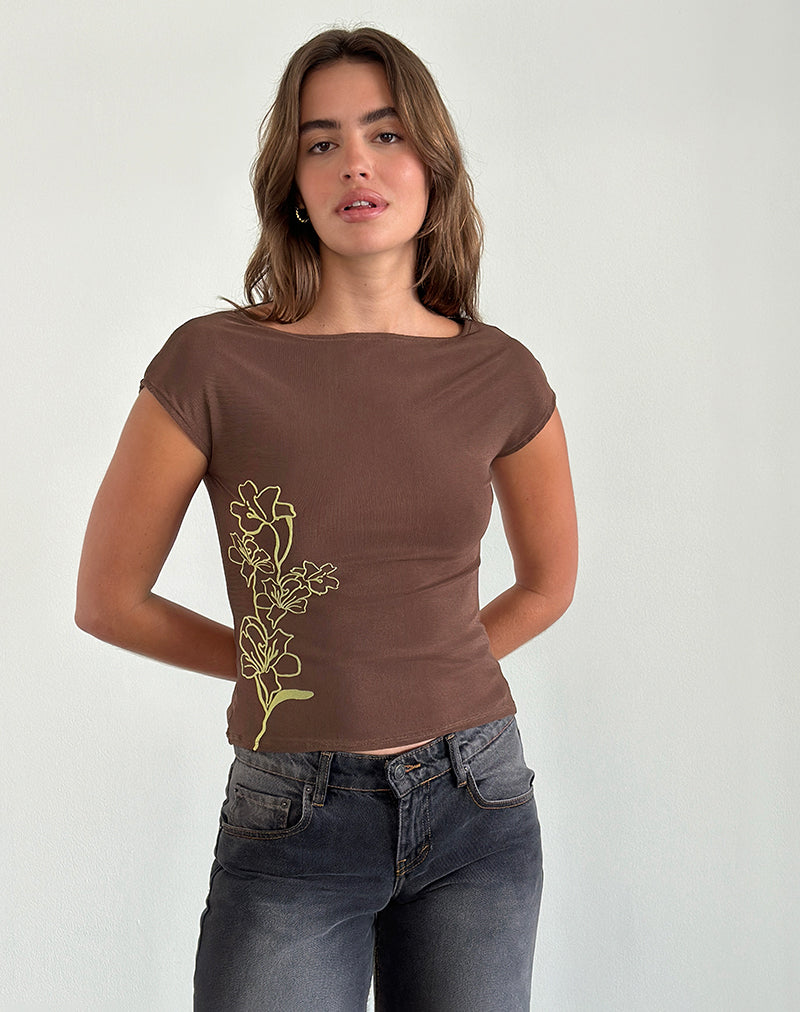 Immagine di Nova Top in Mono Flower Flock Marrone