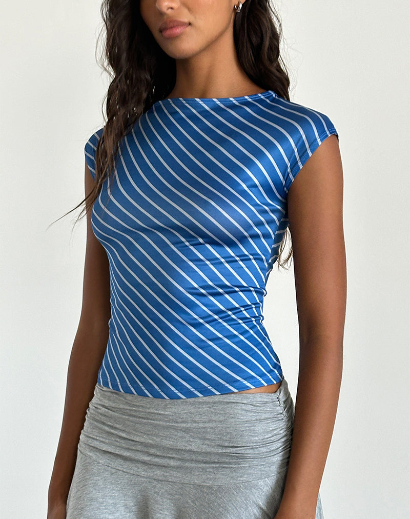 Immagine di Nova Slinky Top a righe diagonali blu